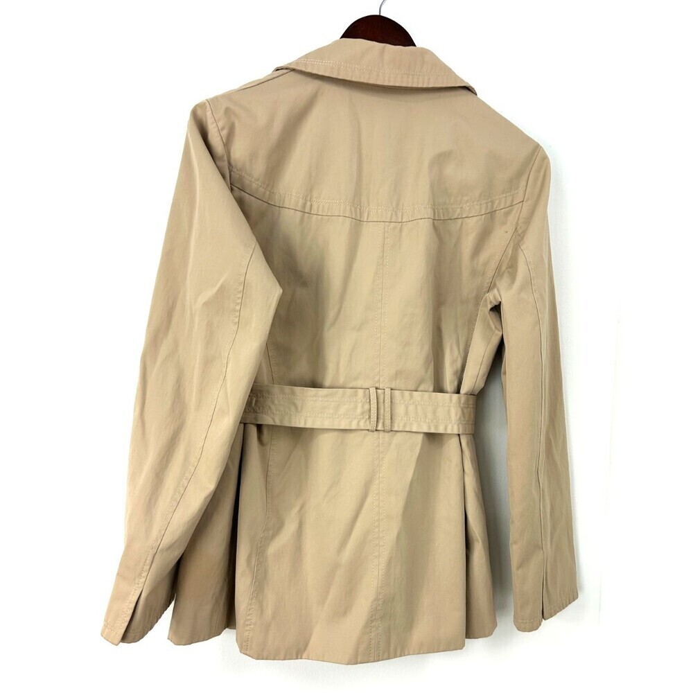 Ellen Tracy Womens Classic Tan Mid Length Trench Coat Small Flaw Sz L 1168N1 - Picture 6 of 12